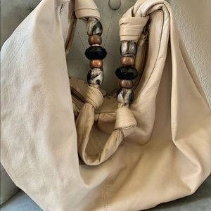 Banana Republic /Large cream leather Tote Safari bag